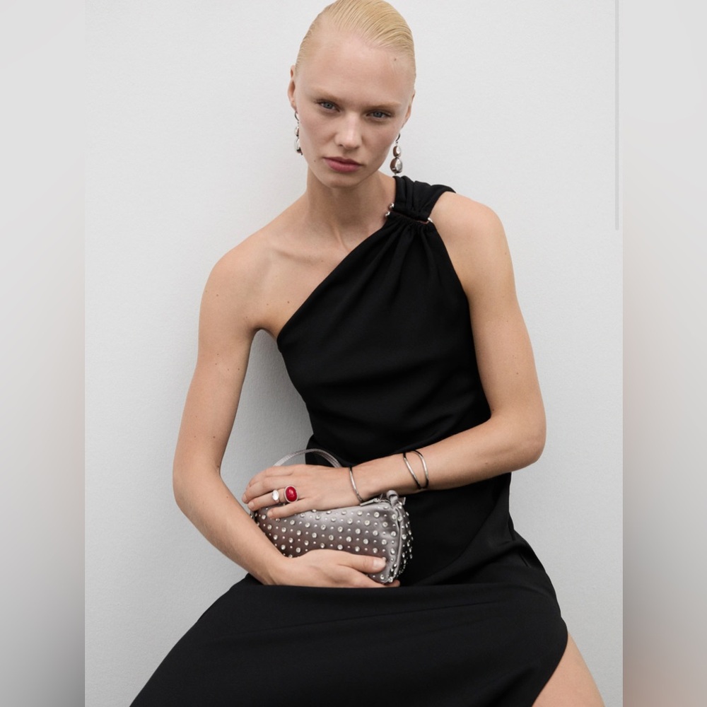 Mango Black One-Shoulder Dress